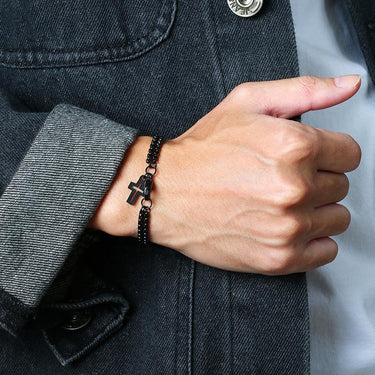 Stainless Steel Box Chain Cross Bracelet